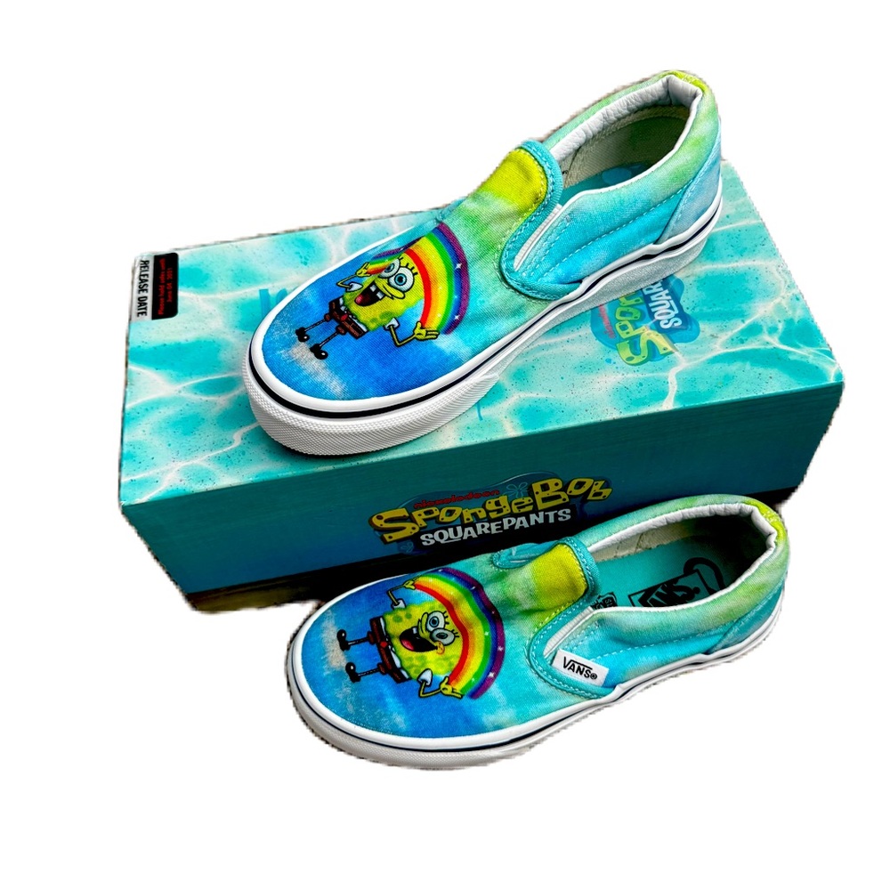 SpongeBob Squarepants Vans Slip-ons, Kids Size 13.5 - Excellent Condition!!